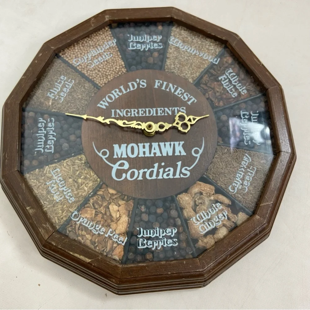 Mohawk Cordials world famous ingredients vintage wall clock